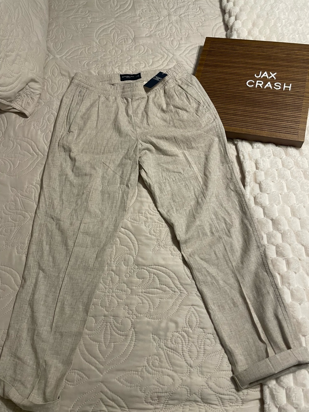 Abercrombie & Fitch Women’s Beige Linen-Blend Chinos